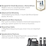 Panasonic Corded/Cordless Phone with Advanced Call Block, 2-Way Recording and Digital Answering Machine, 2 Handsets Expandable up to 6 Cordless Handsets - KX-TGF852B (Black)