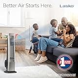 Lasko Outdoor Living Oscillating Tower Fan, for Decks, Patios and Porches, 10 Foot Power Cord, 4 Refreshing Speeds, 42", Grey, YF202