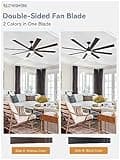 ZMISHIBO 72 inch Large Ceiling Fans with Lights and Remote, Indoor/Outdoor Black Modern Ceiling Fan for Kitchen Living Room Patio, 6 Speed Reversible Quiet DC Motor, 3 CCT, Dual Finish 8 Blades