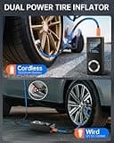Tire Inflator Portable Air Compressor, 150 PSI Smart Air Pump for Car Tires with Digital Pressure Gauge, LED Light, 12V Car Power Adapter, Storage Box