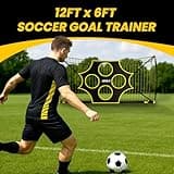 Apex Sports 12x6 FT Soccer Goal with Precision Target – Portable Soccer Net with Removable 10-Hole Target, Portable Design, Quick Setup, Ground Stakes & Collapsible Frame for Indoor/Outdoor Training