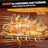 AMZCHEF 24" Single Wall Oven, 2.65 Cu.ft. Built-in Electric Wall Oven with 5 Cooking Functions, 360° ROTATING ROTISSERIE, 2200W, Mechanical Knobs Control, Timer, Stainless Steel Wall Oven for Kitchen
