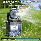 DUSFAN Misting Fan, 6L Bucket Portable Misting Fans with Remote, 20000mAh Rechargeable Battery Portable Fan for Outdoors Patios, Camping Fans 270° Adjustable, Hanging & Lighting for Outdoor Cooling
