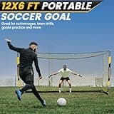 MangoStar Soccer Goal, 12X6 FT Soccer Goals for Backyard Portable Net Collapsible Metal Base, Quick Setup Soccer Net for Indoor Outdoor Practice Training with Carry Bag