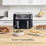 Ninja Foodi 10QT 6-in-1 DualZone Smart XL Air Fryer, 2 Independent 5QT Baskets, Smart Cook Thermometer, Match Cook, Smart Finish, Air Fry, Roast, Bake, Dehydrate, Reheat, Grey, DZ550