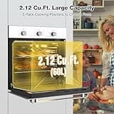 24" Gas Wall Oven, ETL Certified ThermoMate 2.12 Cu.ft. Natural Gas Oven with 5 Cooking Functions and Rotisserie, Built-in Wall Oven with Mechanical Knobs Control, White