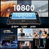 HOTWAV R8 Rugged Tablet Android 14, 10.1 inch HD+ Display 10800mAh Battery, Octa-Core 12GB RAM+128GB ROM+1TB Outdoor Tablet, 13MP+5MP Camera IP68/IP69K Waterproof, 4G Dual SIM/5G WiFi/BT5.1/GPS