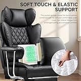 COMHOMA Big and Tall Office Chair, High Back Leather Gaming Chair with Footrest, Executive Ergonomic Office Chair with Pocket Spring Lumbar Support and with Outward Fixed Soft Armrests
