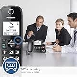 Panasonic Corded/Cordless Phone with Advanced Call Block, 2-Way Recording and Digital Answering Machine, 2 Handsets Expandable up to 6 Cordless Handsets - KX-TGF852B (Black)