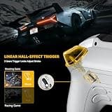 ManbaOne Interactive Screen Wireless Gaming Controller for PC/Switch/iOS/Android,Hall Effect Stick & Trigger,RGB Lighting,Remappable Buttons,1800mAh with Charging Dock (White)
