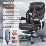 Massage Office Chair with Heating Function & Footrest, 6-Point Vibration, Ergonomic Executive Reclining Desk Chair with Padded Seat for Relaxation, Comfort & Stress Relief