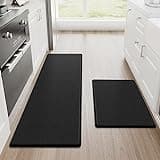 StepRite Kitchen Mats, 2PCS Kitchen Rugs, Cushioned Anti Fatigue Kitchen Mats for Floor, Non-Slip Standing Desk Mat, Waterproof Kitchen Rug Set for Kitchen, Floor, Office, 17.3"x30"+17.3"x47", Black