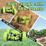 Threeking RC Stunt Cars Remote Control Car Double-Sided Driving 360-degree Flips Rotating Car Toy, Green