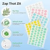 QUSTERE Pimple Patches for Face, Hydrocolloid Acne Patches, Cute Star Zit Covers, Colorful Spot Stickers with Tea Tree, Salicylic Acid & Cica Oil| 3 Sizes (10mm, 12mm & 14mm) |200 Count