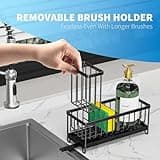 Cisily Black Sponge Holder for Kitchen Sink, Sink Caddy Organizer with High Brush Holder, Kitchen Countertop Organizers and Storage Essentials, Rustproof 304 Stainless Steel, Soap Dispenser Organize