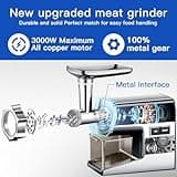 Sinyder Electric Meat Grinder,3000W Max Heavy Duty Stainless Steel Meat Mincer with 2 Blades,3 Grinding Plates,Sausage Stuffer Tubes & Kubbe Kit for Home & Kitchen Using