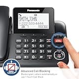 Panasonic Corded/Cordless Phone with Advanced Call Block, 2-Way Recording and Digital Answering Machine, 2 Handsets Expandable up to 6 Cordless Handsets - KX-TGF852B (Black)