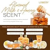 Gift Basket for Women - 10 Pc Almond Milk & Honey Beauty & Personal Care Set - Home Bath Pampering Package for Relaxing - Spa Self Care Kit - Thank You, Birthday, Mom, Anniversary Gift