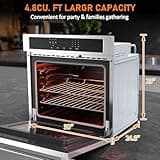 Hipicute 30 inch Electric Single Wall Oven with Convection Fan Touch Control, Large Oven Capacity, 360° Rotisserie, Fingerprint Resistant Stainless Steel