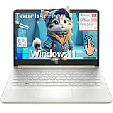 HP Touchscreen Laptop Computer for College Student Home Study, 1-Year Office 365, 16GB RAM, 512GB PCIe SSD, Intel Processor, 14 inch Display, WiFi 6, Bluetooth, Type-C, Windows 11 S, Pale Gold