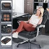 Massage Office Chair with Heating Function & Footrest, 6-Point Vibration, Ergonomic Executive Reclining Desk Chair with Padded Seat for Relaxation, Comfort & Stress Relief