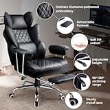 COMHOMA Big and Tall Office Chair, High Back Leather Gaming Chair with Footrest, Executive Ergonomic Office Chair with Pocket Spring Lumbar Support and with Outward Fixed Soft Armrests