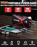 NHOWIN Battery Jumper Starter Portable, 4000A 4 in 1 Function Jump Starter Up to 7.5L Gas & 5.0L Diesel Engines 12V Jump Box for Car Battery with Smart Jumper Cables and LED Flashlight