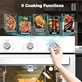 24" Gas Wall Oven, ETL Certified ThermoMate 2.12 Cu.ft. Natural Gas Oven with 5 Cooking Functions and Rotisserie, Built-in Wall Oven with Mechanical Knobs Control, White