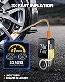 Cordless Tire Inflator Portable Air Compressor, 150 PSI Air Pump with Rechargeable Battery, Tire Pressure Gauge, 12V Car Power Adapter, Smart Air Pump for Car, Motorcycle, Bike, Ball