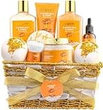 Gift Basket for Women - 10 Pc Almond Milk & Honey Beauty & Personal Care Set - Home Bath Pampering Package for Relaxing - Spa Self Care Kit - Thank You, Birthday, Mom, Anniversary Gift