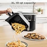 Ninja Foodi 10QT 6-in-1 DualZone Smart XL Air Fryer, 2 Independent 5QT Baskets, Smart Cook Thermometer, Match Cook, Smart Finish, Air Fry, Roast, Bake, Dehydrate, Reheat, Grey, DZ550