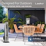 Lasko Outdoor Living Oscillating Tower Fan, for Decks, Patios and Porches, 10 Foot Power Cord, 4 Refreshing Speeds, 42", Grey, YF202