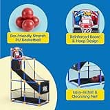 JOYIN Arcade Basketball Game Set with 4 Balls and Hoop for Kids 3 to 12 Years Old Indoor Outdoor Sport Play - Easy Set Up - Air Pump Included - Ideal for Competition