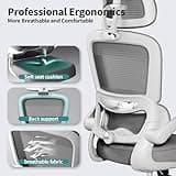 TRALT Office Chair Ergonomic Desk Chair, 330 LBS Home Mesh Office Desk Chairs with Wheels, Comfortable Gaming Chair, High Back Office Chair for Long Hours (White)