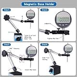 Electronic Digital Dial Indicator with Magnetic Base Holder Fine Adjustable Long Arm 0-1" / 25.4mm Inch/Metric Conversion Professional Gauge 0.01mm/0.001"