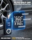 Cordless Tire Inflator Portable Air Compressor, 150 PSI Air Pump with Rechargeable Battery, Tire Pressure Gauge, 12V Car Power Adapter, Smart Air Pump for Car, Motorcycle, Bike, Ball