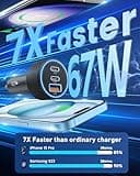 USB C Car Charger, 3-Port 67W Dual USBC & USB-A Car Phone Accessories Fast Power Adapter Cargador Carro PD/QC Cigarette Lighter for iPhone 17/16/15, iPad, Samsung Galaxy S25/S24, Android, 2-Pack