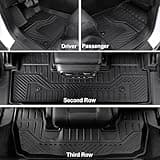 HOUCLEMIC Floor Mats for 2023-2025 Honda Pilot Cargo Mat with Backrest Mat All Weather TPE Cargo Liner Car Mats Replacement Protection for 2025 Honda Pilot Accessories Door Sill Protector