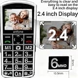 artfone A400 Pro Silver - Large Button Cell Phone for Seniors丨4G LTE Unlocked Phones with SOS Button丨2MP Rear Camera丨Charging Dock丨1800mAh丨Dual SIM丨Speed Dial丨Volume Boost丨Hands-free丨Dumb Phone丨USB-C