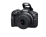 Canon EOS R100 Mirrorless Camera Body, APS‑C Sensor, 24.1 Megapixels, 4K Video (24p), Dual Pixel CMOS AF, 6.5 fps Burst Shooting, Lightweight Vlogging Camera for Entry-Level Creators, Black