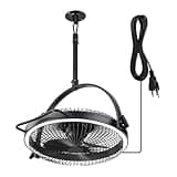 Ceiling Fans with Lights and Remote, 20 Inch Black Outdoor Ceiling Fans for Patios, 6-Speed DC Motor Floor Fan with Plug, 3 Color Temperatures Dimmable LED Light, Timer & Memory Function