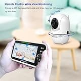HelloBaby Upgrade 5’’ Baby Monitor with 30-Hour Battery, 2 Cameras Pan-Tilt-Zoom, 1000ft Range Video Audio Baby Monitor No WiFi, VOX, Night Vision, 2-Way Talk, 8 Lullabies and Temperature