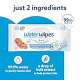 WaterWipes Sensitive+ Newborn & Baby Wipes, 3-In-1 Cleans, Cares, Protects, 99.9% Water, Unscented & Hypoallergenic, 720 Count (12 Packs)