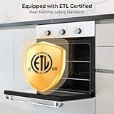 24" Single Wall Oven, ThermoMate 2.79 Cu.ft. Electric Wall Oven with 5 Cooking Functions, White Built-in Ovens with Mechanical Knobs Control, ETL Certified