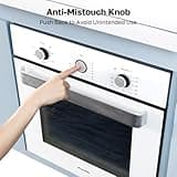 24" Single Wall Oven, ThermoMate 2.79 Cu.ft. Electric Wall Oven with 5 Cooking Functions, White Built-in Ovens with Mechanical Knobs Control, ETL Certified