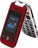 artfone G6 Pro Red - 4G LTE Flip Phone Unlcoked丨Cell Phone for Seniors丨2.4" Dual-LCD丨SOS Button丨Loud Speaker丨Camera丨Charging Dock丨Talking Clock丨Speed Dial丨 Hands-free丨Dumb Phone丨Caller-ID丨Large Fonts