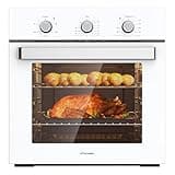 24" Single Wall Oven, ThermoMate 2.79 Cu.ft. Electric Wall Oven with 5 Cooking Functions, White Built-in Ovens with Mechanical Knobs Control, ETL Certified