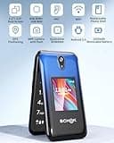 Schok 4G Flip Phone Unlocked, 3.2" Dual Screen Flip Phones for Seniors & Kids, Basic Phone for Travel,AT&T/T-Mobile Compatible, Big Button, Replaceable Shells (Blue/Red)