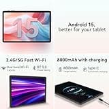 Tablet 11 inch Android 15 Tablets, 24GB RAM + 128 Storage(Expandable up to 2TB), Android Tablet with Case, Octa-Core, IPS HD Display, 13 MP Dual Camera, 8000mAh, 5GWiFi, GPS, Bluetooth 5.0 (Black)