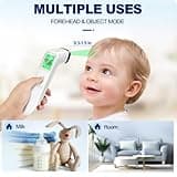 No-Touch Thermometer for Adults and Kids, Accurate Digital Baby Thermometer, Fever Alarm & Silent Mode, 2 in 1 Forehead & Object Mode